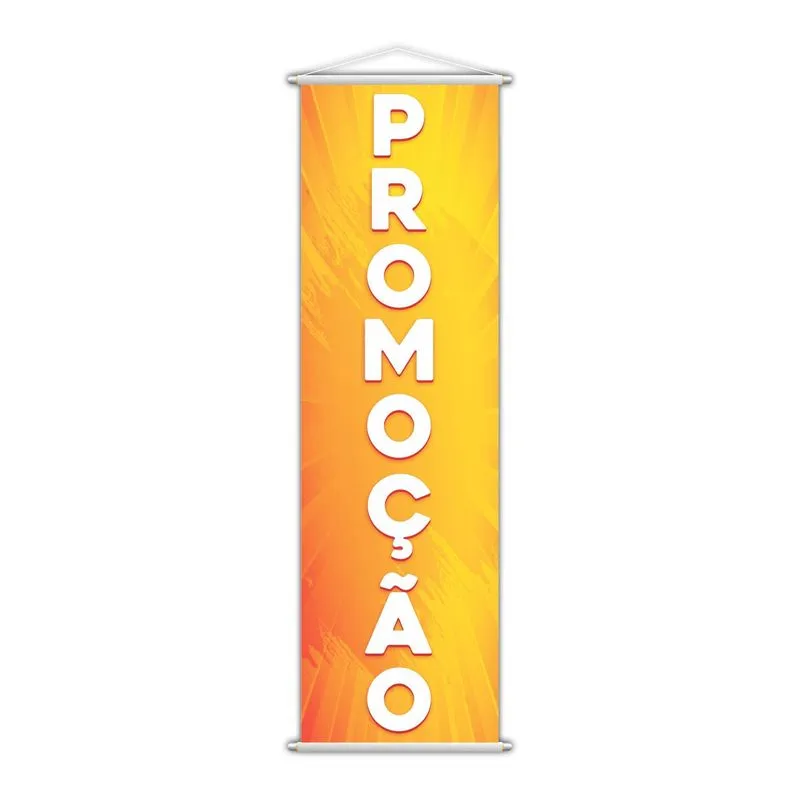 Banner Desconto Poster Lona Amarelo Publicidade 100x30cm
