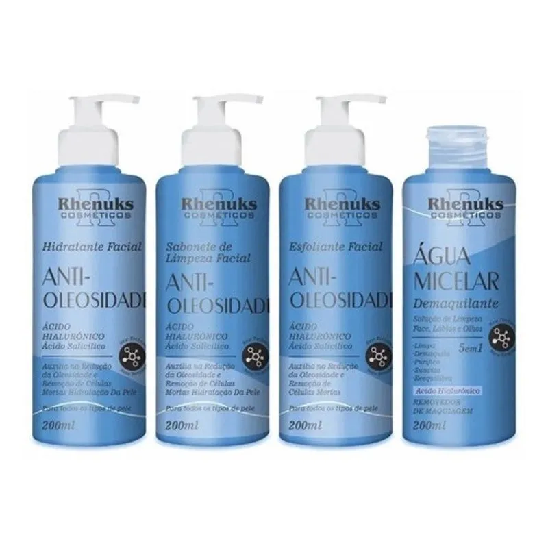 2x Kit Skin Care Anti Oleosidade Rhenuks 4 Unid