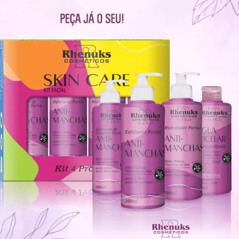 2x Kit Skin Care Anti Manchas Rhenuks - 4 Produtos Faciais