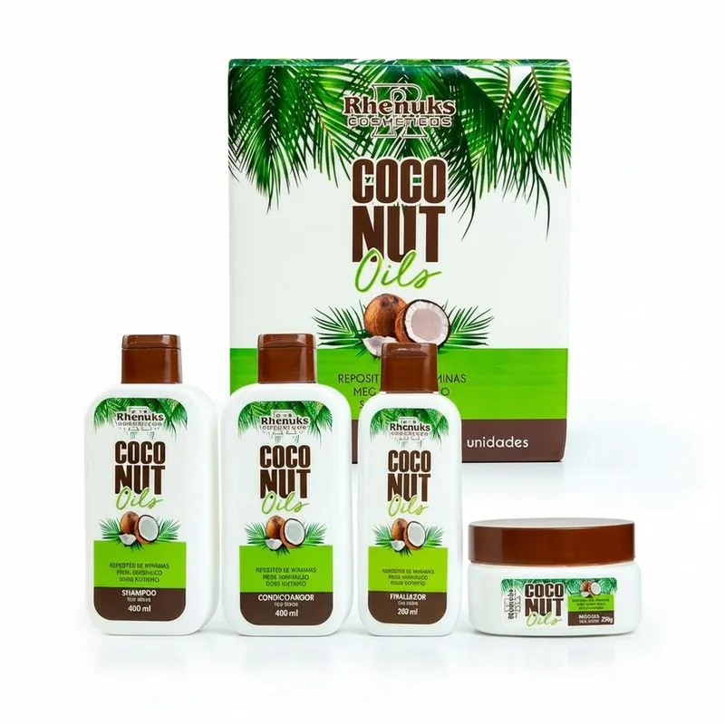 Kit Capilar Coconut Oils Rhenuks 4 Itens Repositor de Vitaminas