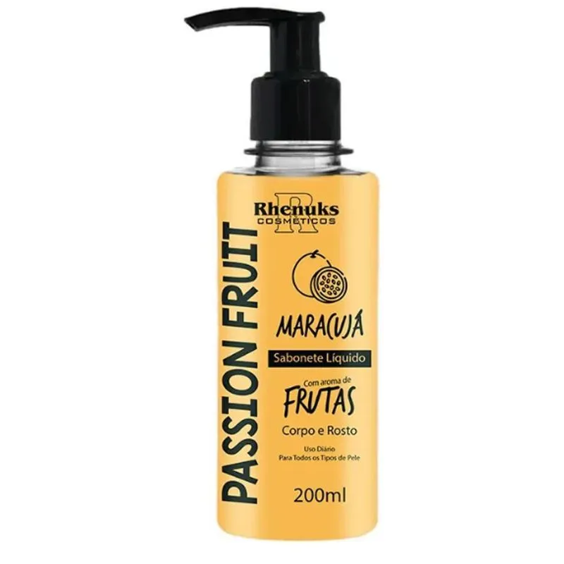 Sabonete Liquido Corpo E Rosto Maracuja Rhenuks 200ml