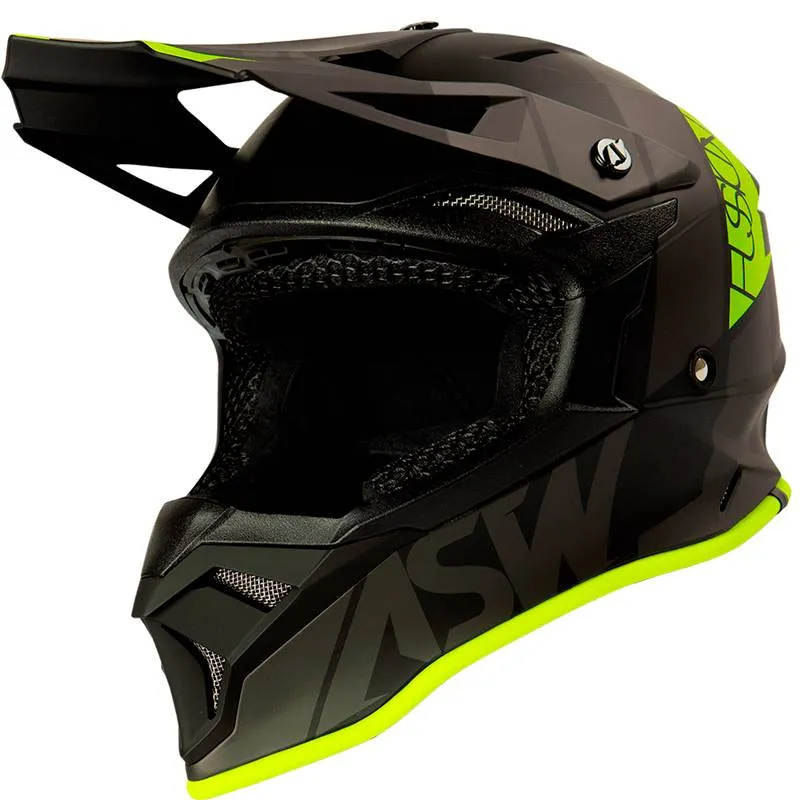 Capacete ASW Fusion 2.0 Seecker Preto/Amarelo Fluo