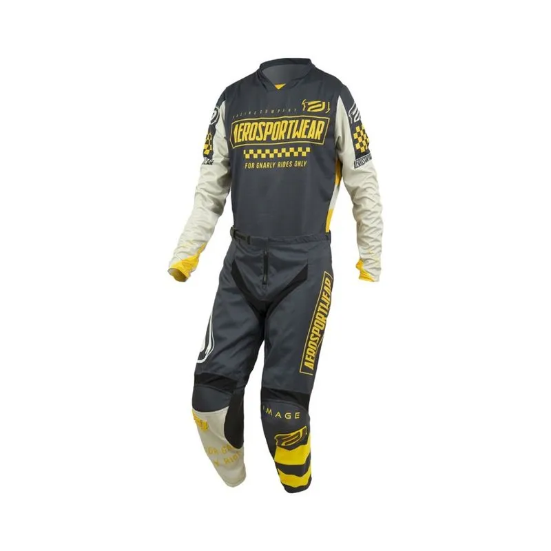 Conjunto motocross asw image knight cinza amarelo 34/PP