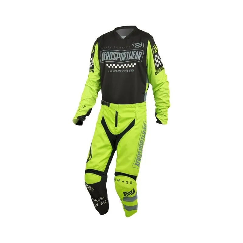 Conjunto motocross asw image knight preto amarelo fluo 38/P