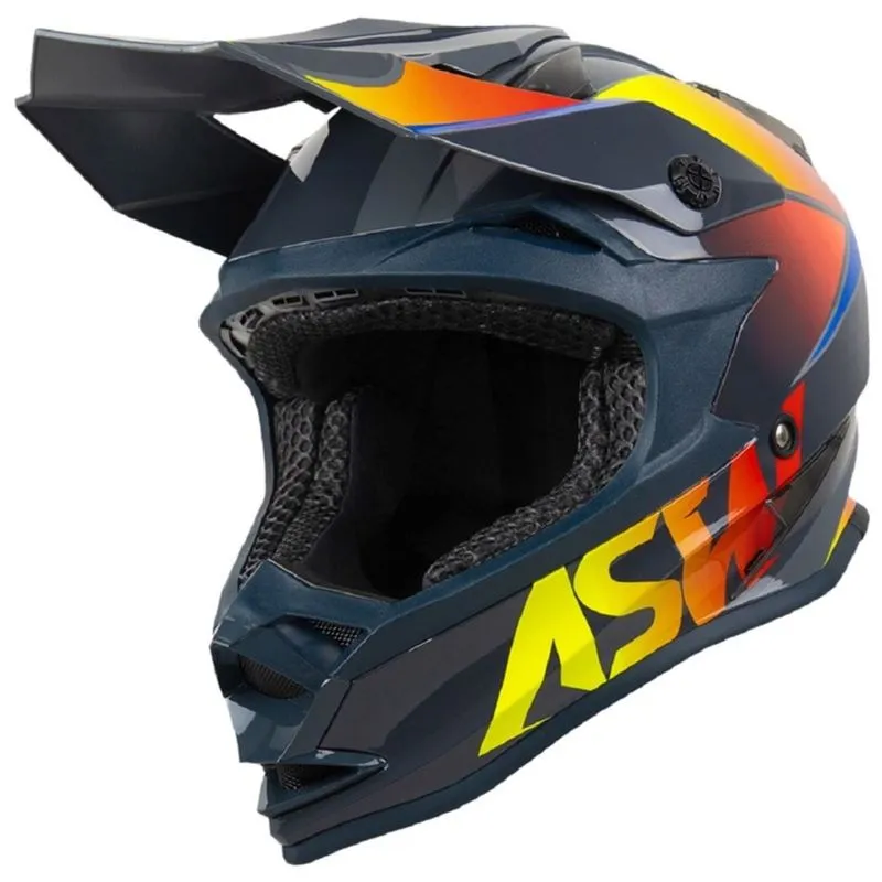 Capacete Asw Fusion Hubble - Cinza/amarelo/vermelho