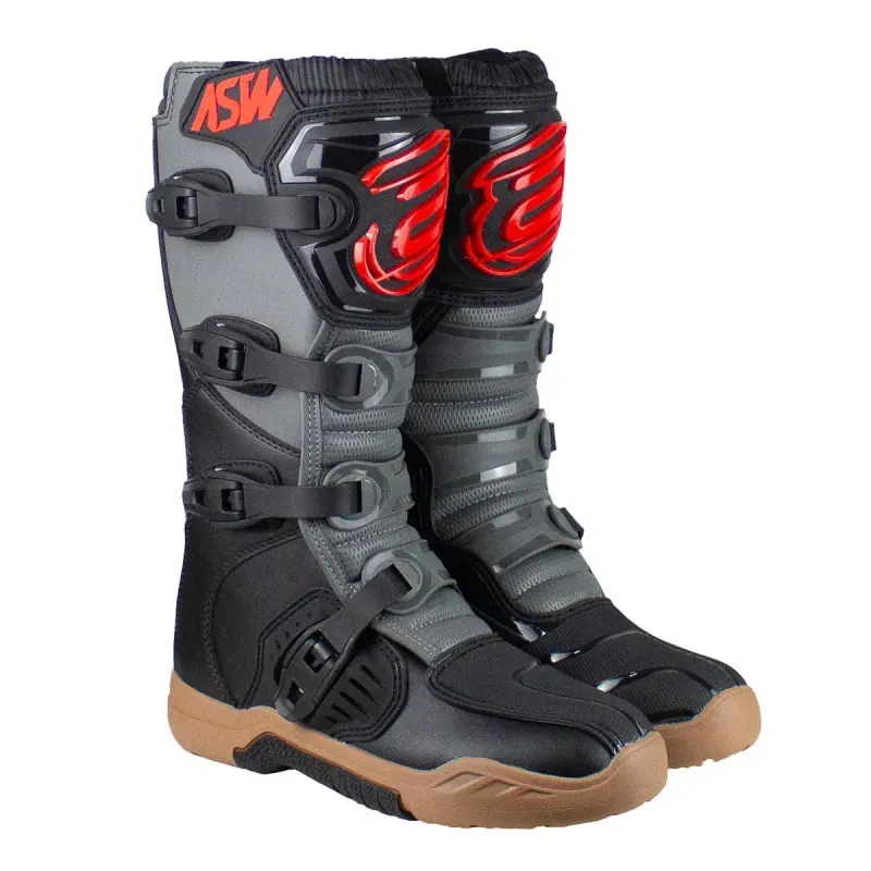 Bota ASW Image Enduro Cinza Preto Vermelho 42