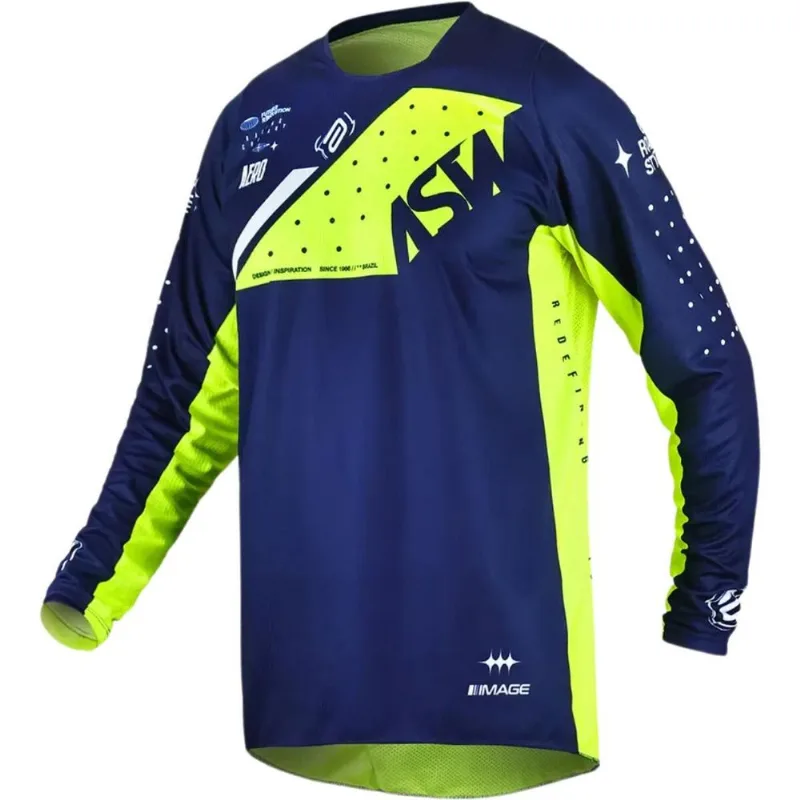 Camisa Asw Image Karma - Azul Marinho/amarelo Fluor/branco