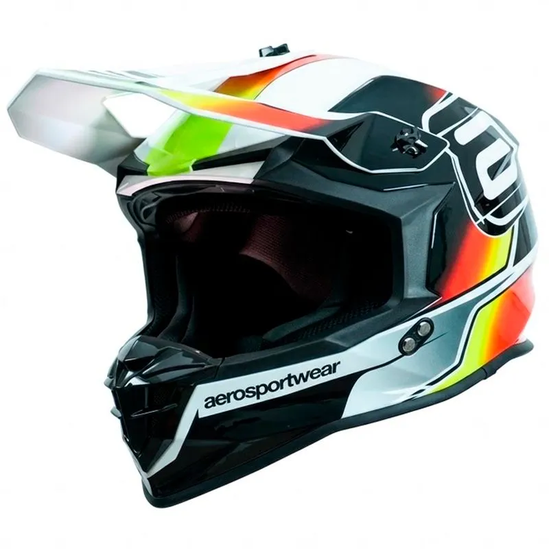 Capacete Off-Road ASW R3 Capacete ASW R3 Pure Branco Preto Vermelho Amarelo 60