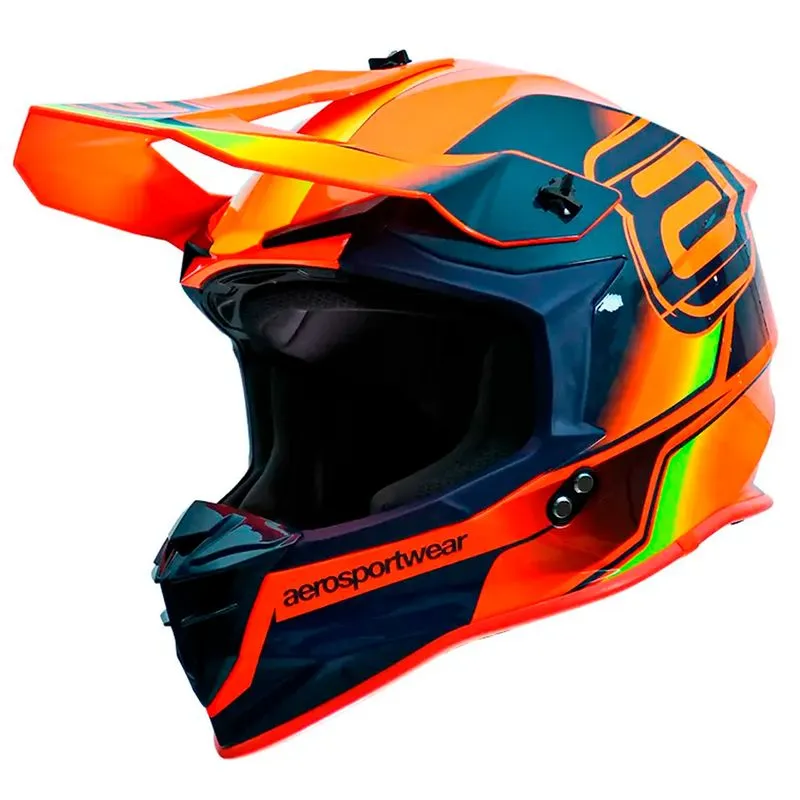 Capacete Off-Road ASW R3 Capacete ASW R3 Pure Marinho Laranja Fluo Amarelo 60