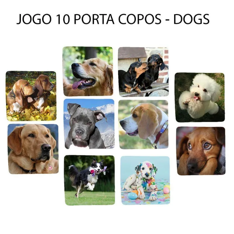 Jogo 10 Porta Copos Dog Cachorro Linha Pet Quadrado