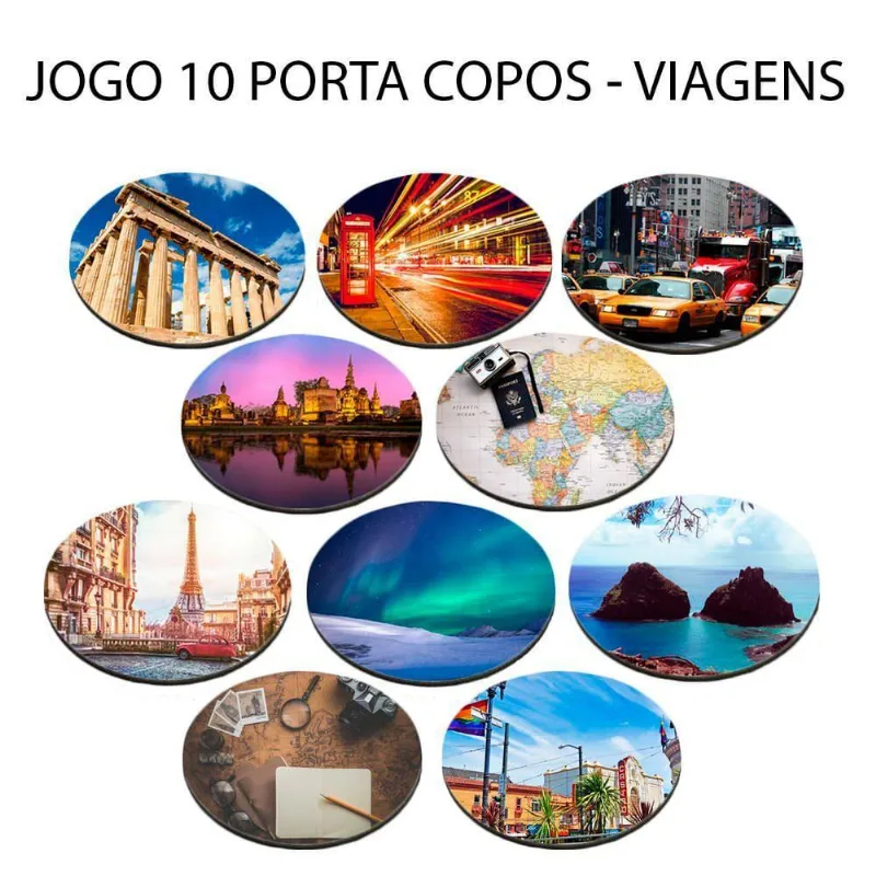 Presente Com 10 Porta Copos Viagem Dos Sonhos Redondo - DELUZZ
