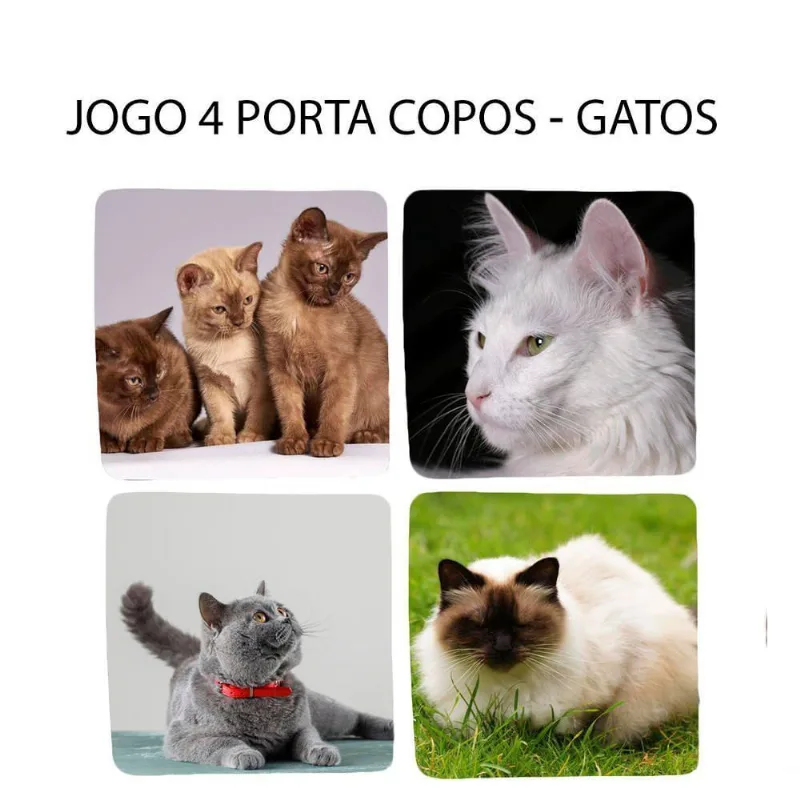 Kit 4 Bolacha Para Chopp Coleção Linda Com Gatos E Gatas - DELUZZ