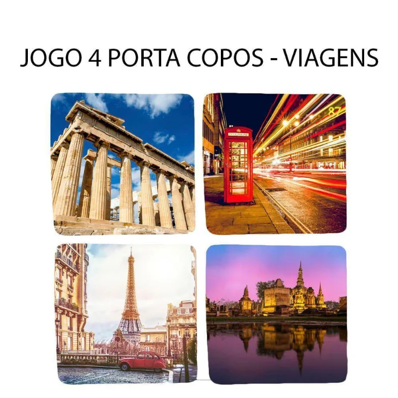 Presente Com 4 Porta Copos Viagem Dos Sonhos Quadrado - DELUZZ