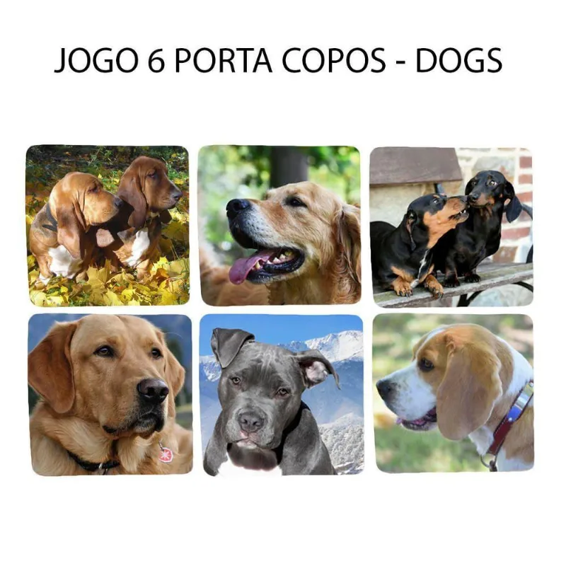 Jogo 6 Bolacha De Chopp Neoprene Cachorro Vira Lata Quadrado - DELUZZ