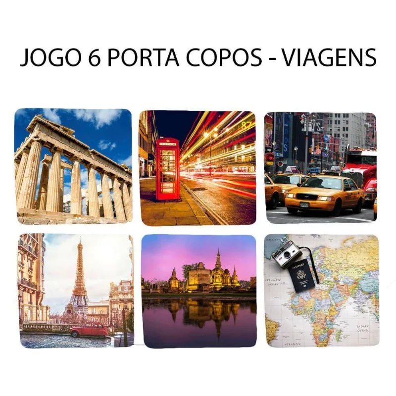 Jogo 6 Porta Copos Para Mochileiros E Viajantes Quadrado - DELUZZ