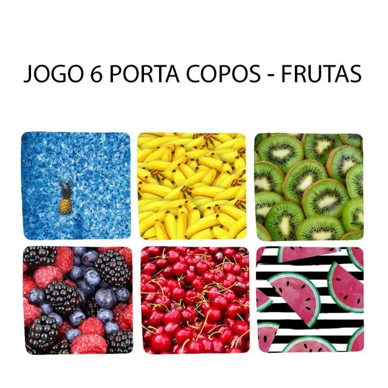 Kit 6 Porta Copos Com As Vibrantes De Frutas Florais - DELUZZ