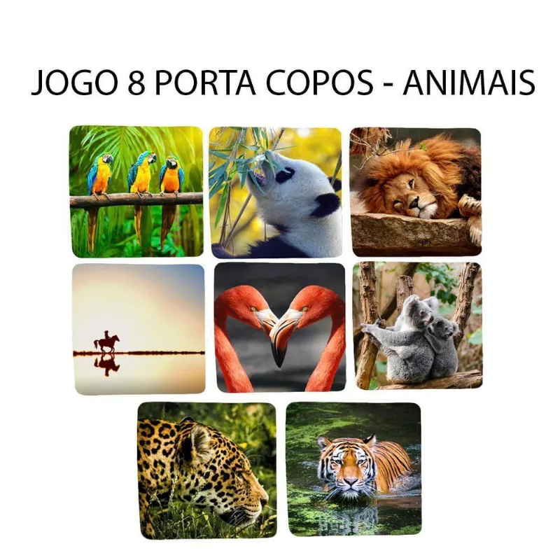 Kit 8 Porta Chopp Tigre Arara Azul Tucano Amantes De Animais - DELUZZ