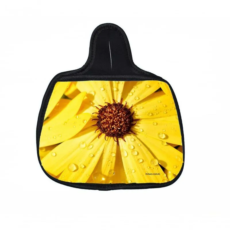 Lixo Car, Flor Amarela Material Neoprene 3mm 30x25 Cm