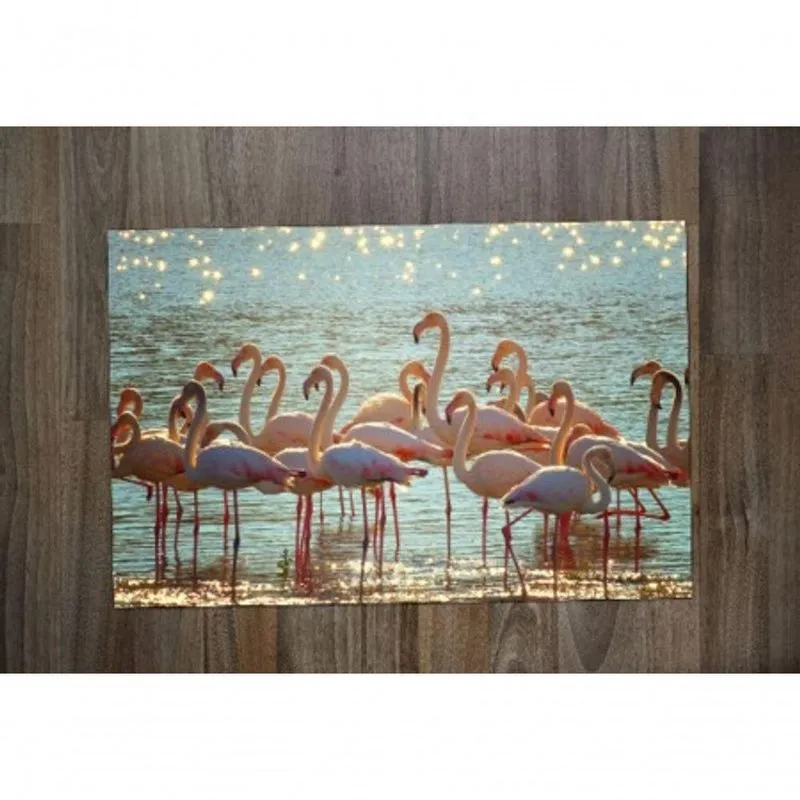 Jogo Americano 2 Unidades, Flamingo Na Água