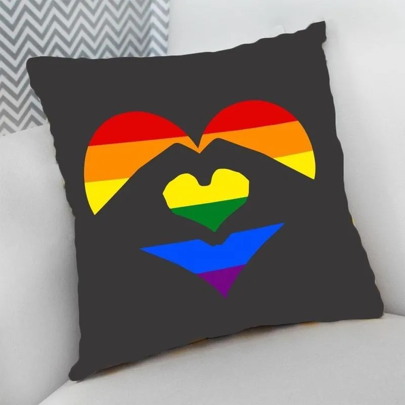 Almofada Cheia C/ Zíper 40x40cm, Coração Lgbt