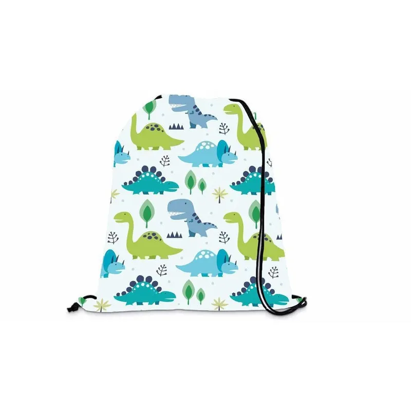 Mochila Saco Branco Infantil Bebê Dinossauros