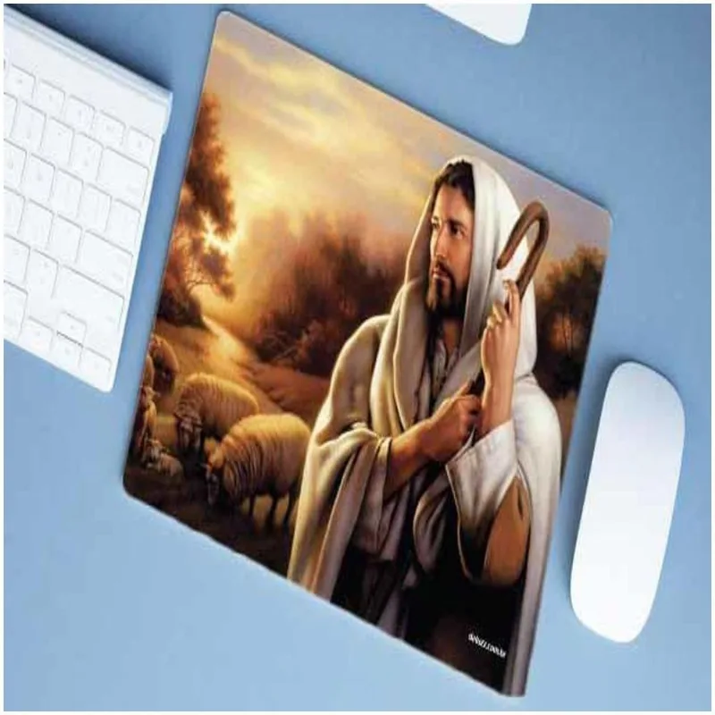 Mouse Pad Emborrachado Personalizado Grande Jesus Bom Pastor - DELUZZ