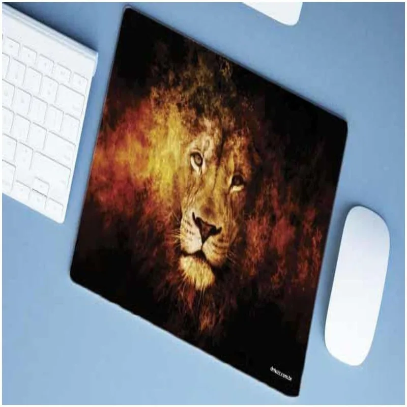 Mouse Pad Emborrachado Personalizado Grande Leão Fogo - DELUZZ