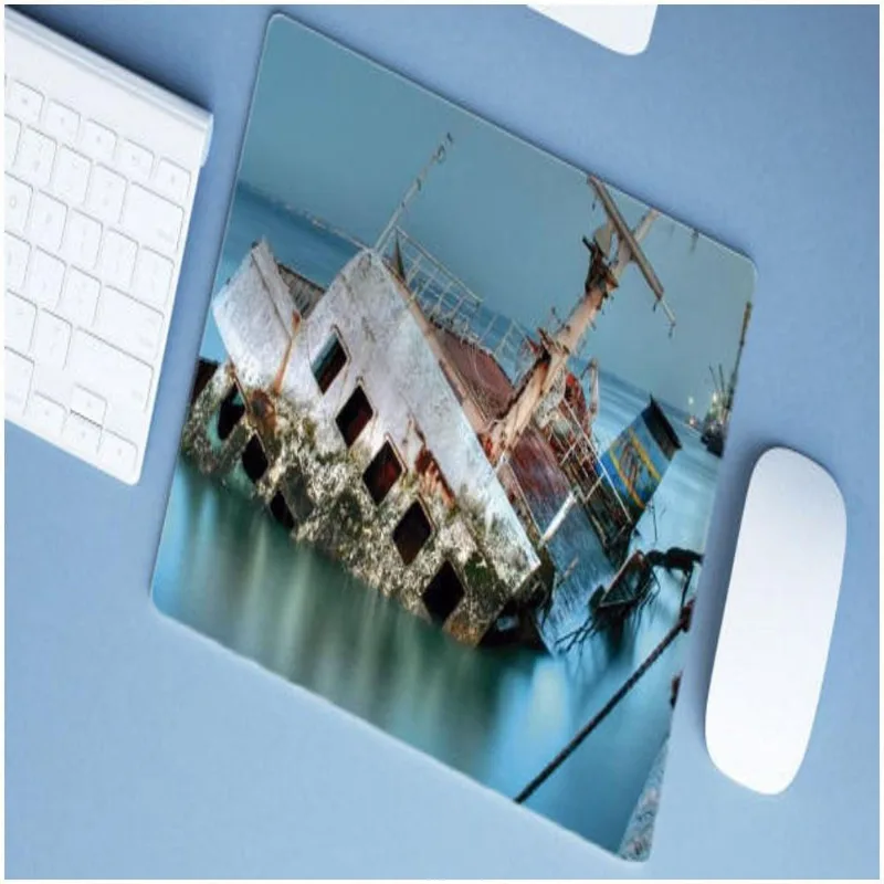 Mouse Pad Emborrachado Personalizado Grande Navio Náufragado - DELUZZ