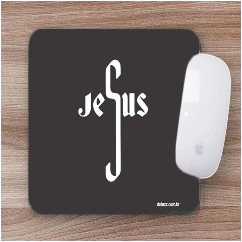 Mouse Pad Emborrachado Personalizado Jesus Letras - DELUZZ