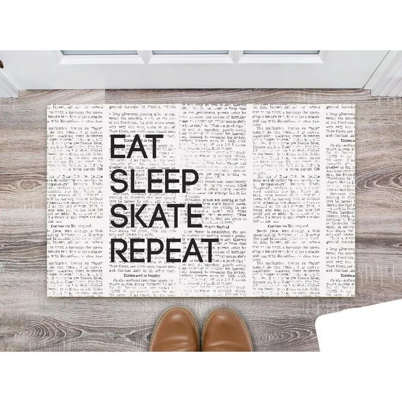 Tapete Capacho Personalizado Divertido Skate Eat Sleep Skate Repeat