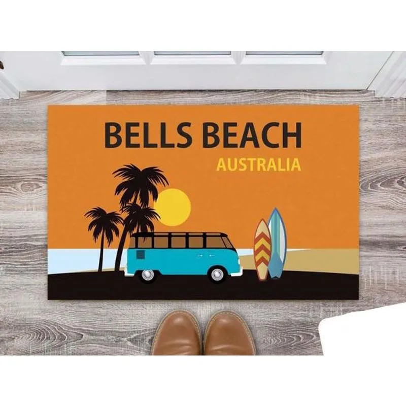 Tapete Capacho Personalizado Divertido Surf Bells Beach