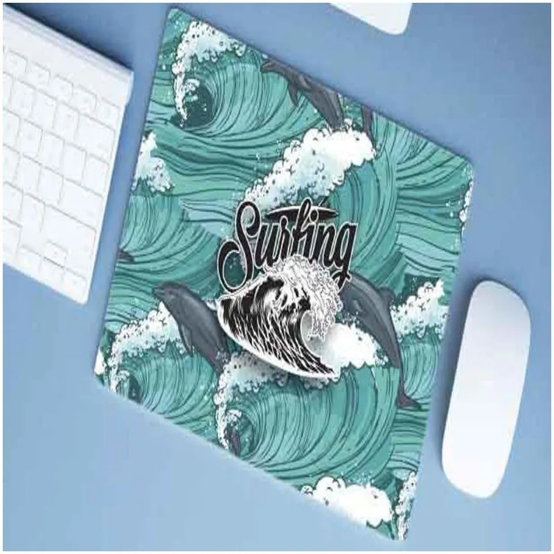 Mouse Pad Emborrachado Personalizado Grande Surf Surfing Golfinhos - DELUZZ