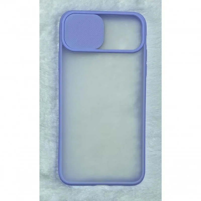 Capinha Silicone Protege Câmera Compativel Iphone 12 6.1 Translúcida Cor Lilás - DELUZZ