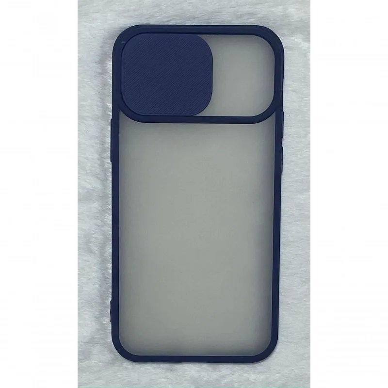 Capinha Silicone Protege Câmera Compativel Iphone 12 Mini 5.4 Translucida Cor Azul Marinho - DELUZZ