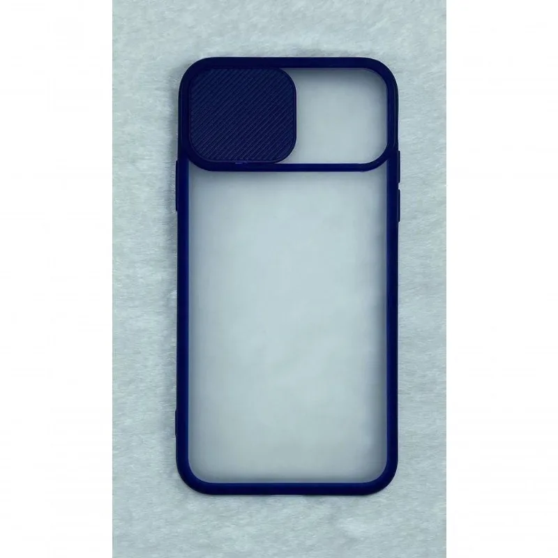 Capinha Silicone Protege Câmera Compativel Iphone Xs 5.8 Translucida Cor Azul Marinho