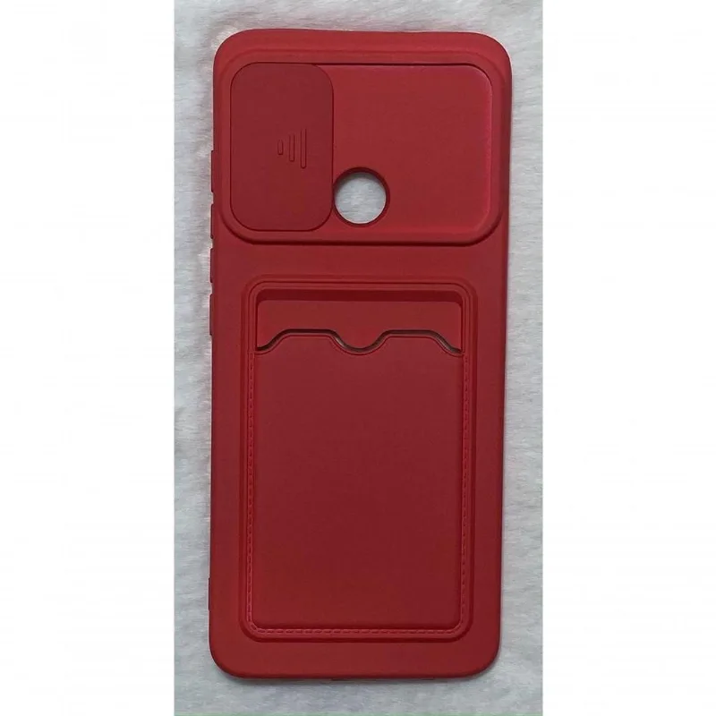 Case Capinha Silicone Motorola G60 6.8 Porta Cartão Vermelho - DELUZZ