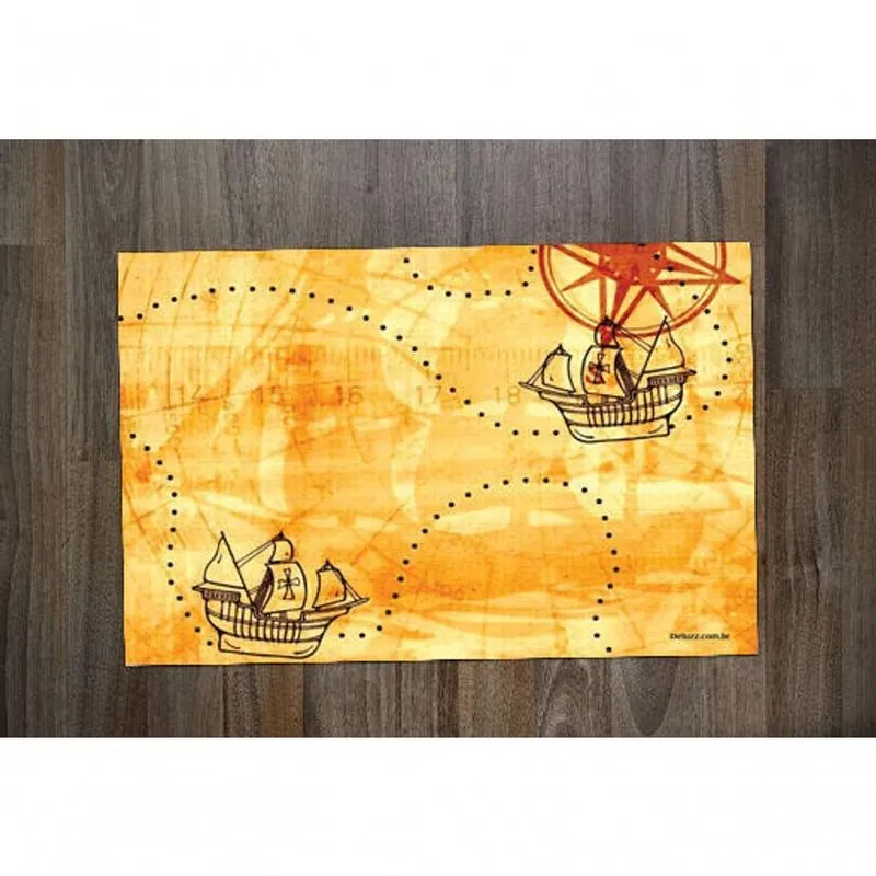 Jogo Americano 2 Unidades Retangular Neoprene Mapa Pirata