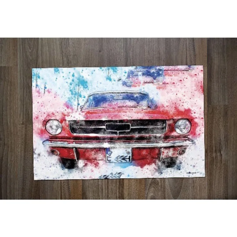 Jogo Americano Retangular Neoprene Personalizado Carro Tunado Tunnig Desenho Aquarela - DELUZZ