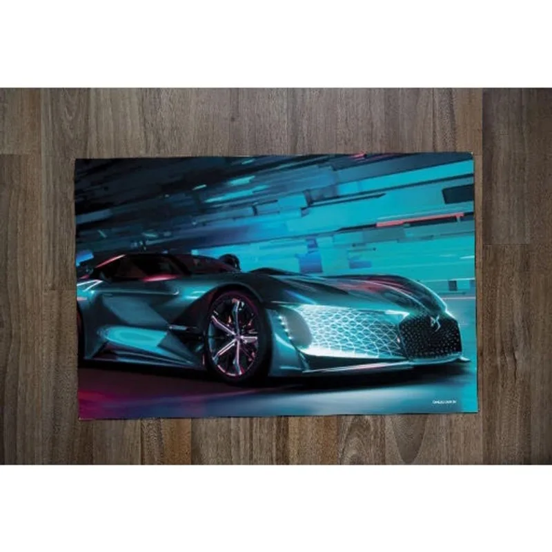 Jogo Americano Retangular Neoprene Personalizado Carro Tunado Tunnig Neon Azul
