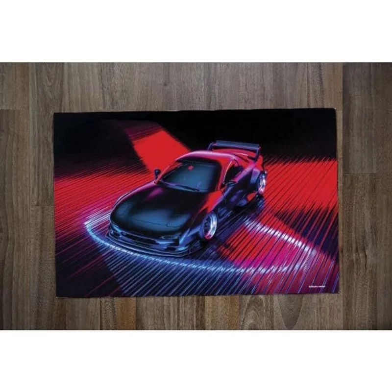 Jogo Americano Retangular Neoprene Personalizado Carro Tunado Tunnig Neon Vermelho