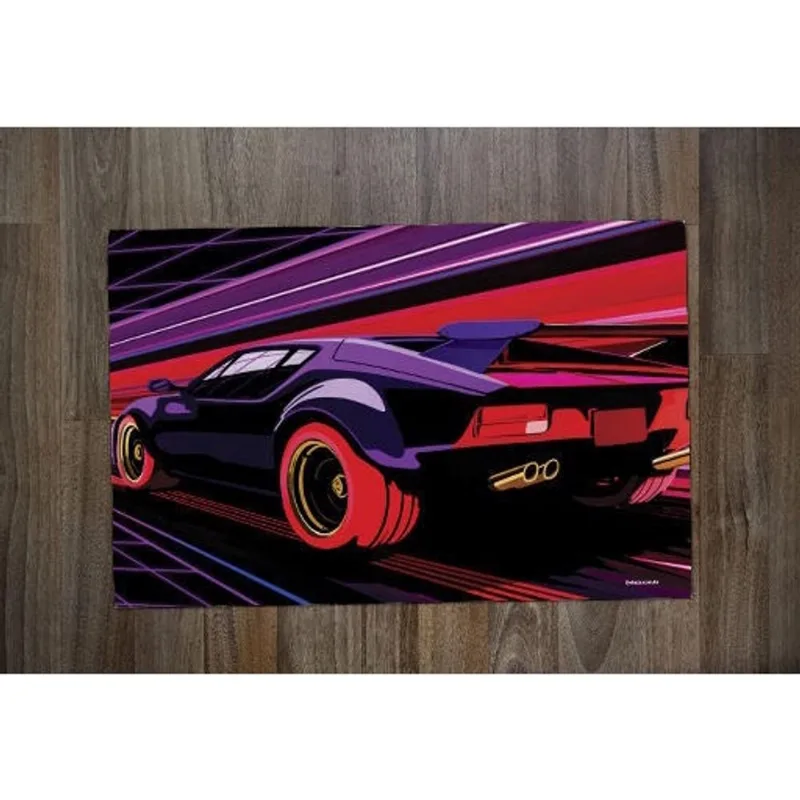 Jogo Americano Retangular Neoprene Personalizado Carro Tunado Tunnig Gamer Roxo - DELUZZ