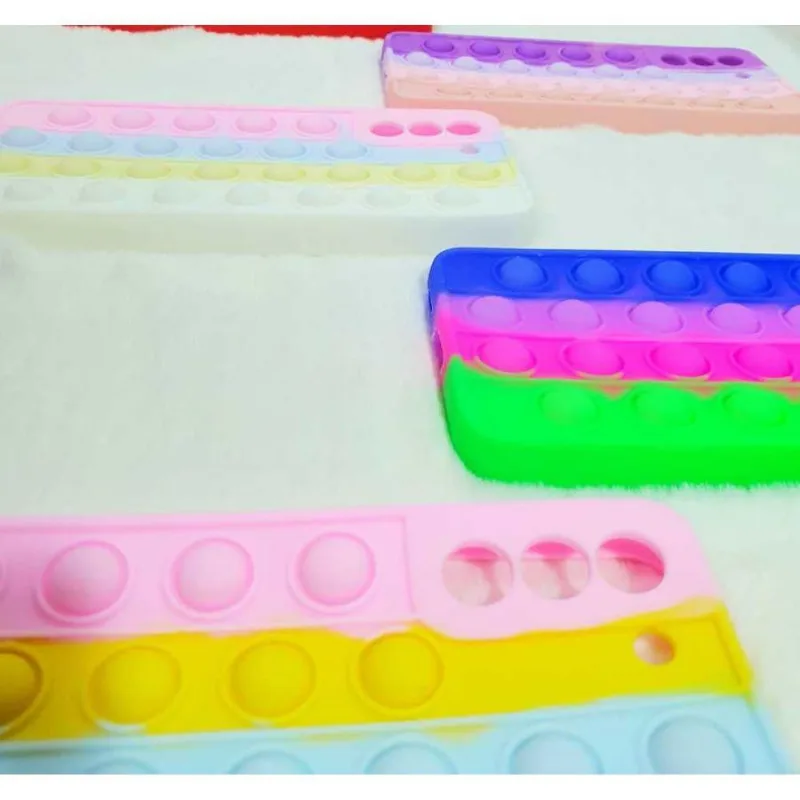 Capa Case Capinha Silicone Bolha Samsung Galaxy S21 Plus 6.7 Anti Stress Pop It Cor Cor 2 - DELUZZ