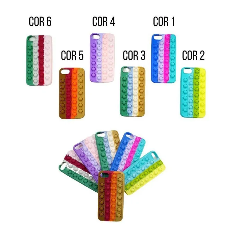 Capa Case Capinha Silicone Bolha Iphone 7 4.7 Anti Stress Pop It Cor Cor 1 - DELUZZ