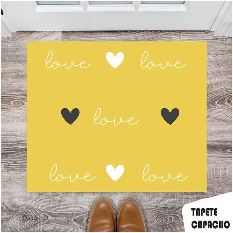 Tapete Capacho Personalizado Heart Love - DELUZZ