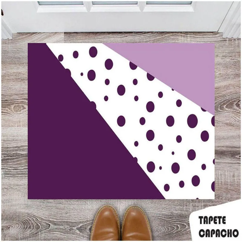 Tapete Capacho Personalizado Pulple Polka Dots - DELUZZ