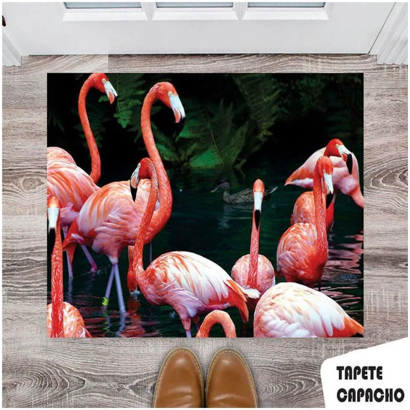 Tapete Capacho Personalizado Flamingos Naturais - DELUZZ