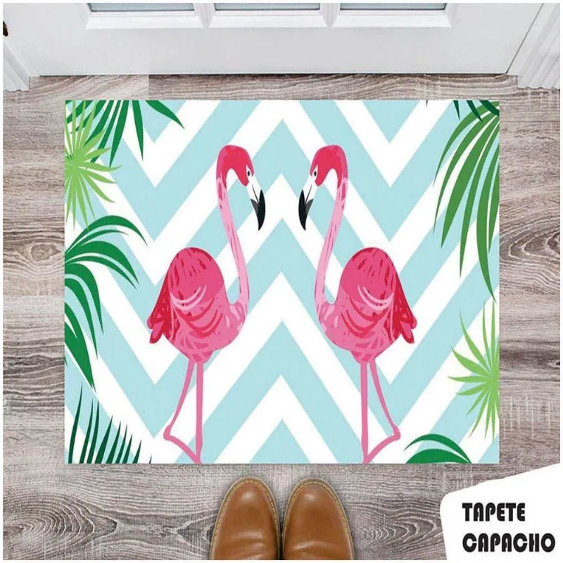 Tapete Capacho Personalizado Flamingos - DELUZZ