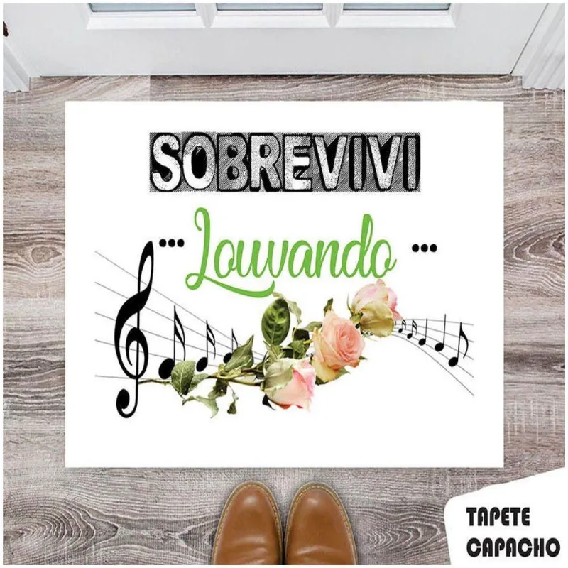Tapete Capacho Personalizado Sobrevivi Louvando - DELUZZ