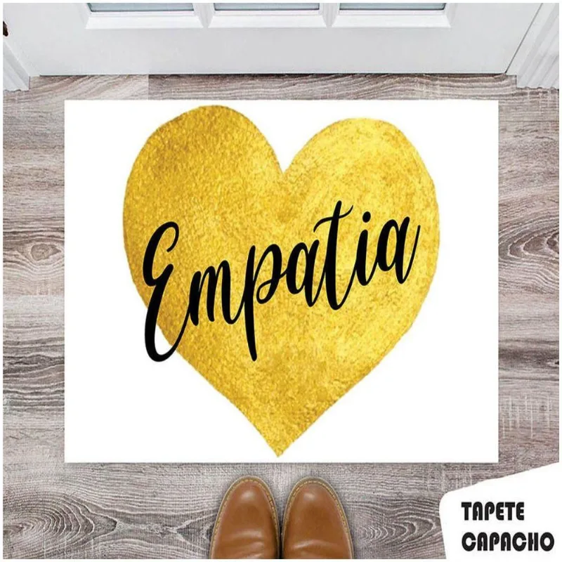Tapete Capacho Personalizado Coração Dourado Empatia - DELUZZ