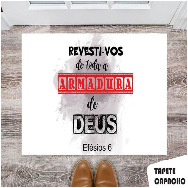 Tapete Capacho Personalizado Revestivos Toda A Armadura De Deus - DELUZZ